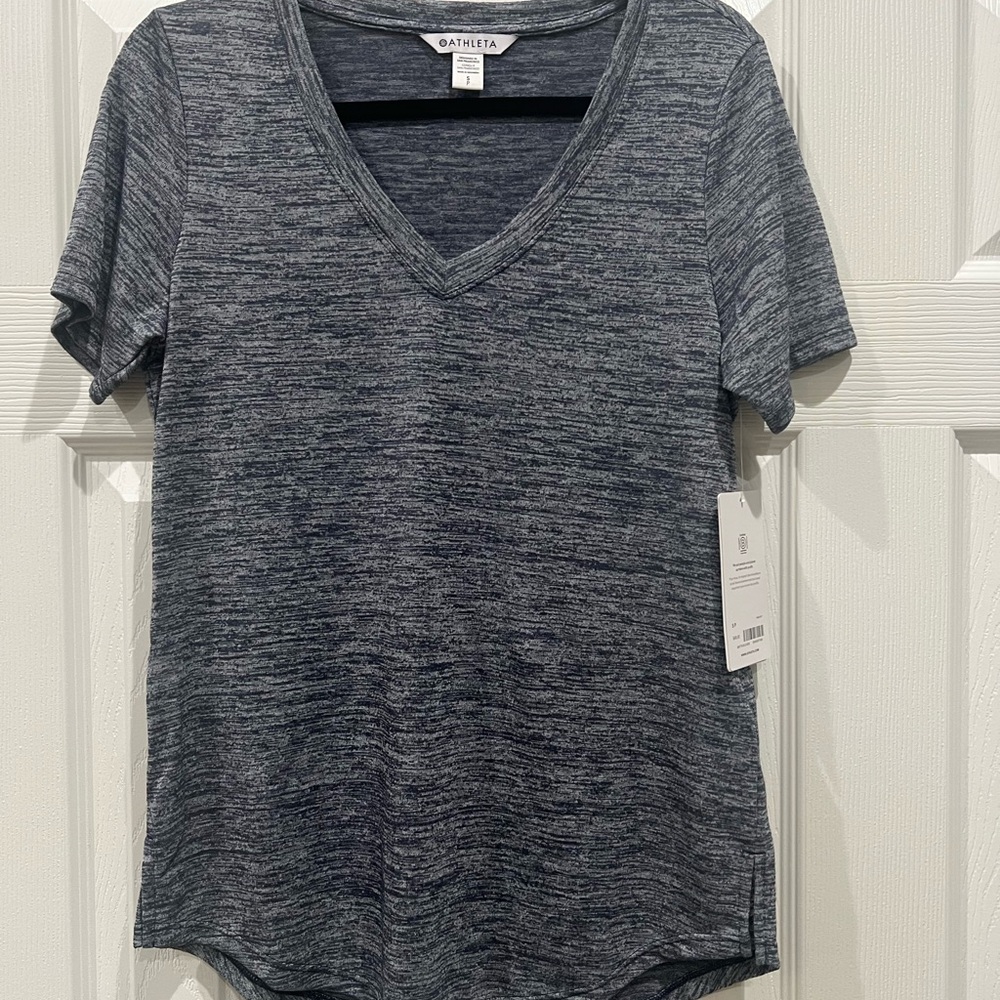 Athleta Heathered Gray V-Neck Tee